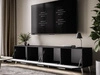 Szafka RTV pod telewizor z drzwiczkami i oświetleniem LED na srebrnych nóżkach 200 cm Noaé Czarny Połysk