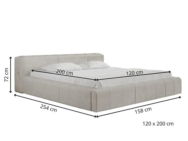Łóżko tapicerowane z pojemnikiem i stelażem 120x200 Lipari Szary