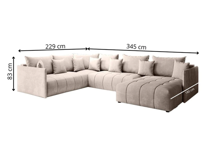 Narożnik U uniwersalny z funkcją spania i pojemnikiem Ardi Bis Ciemny niebieski