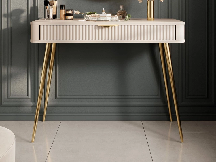 Toaletka z złotymi metalowymi nogami Latina Beżowa