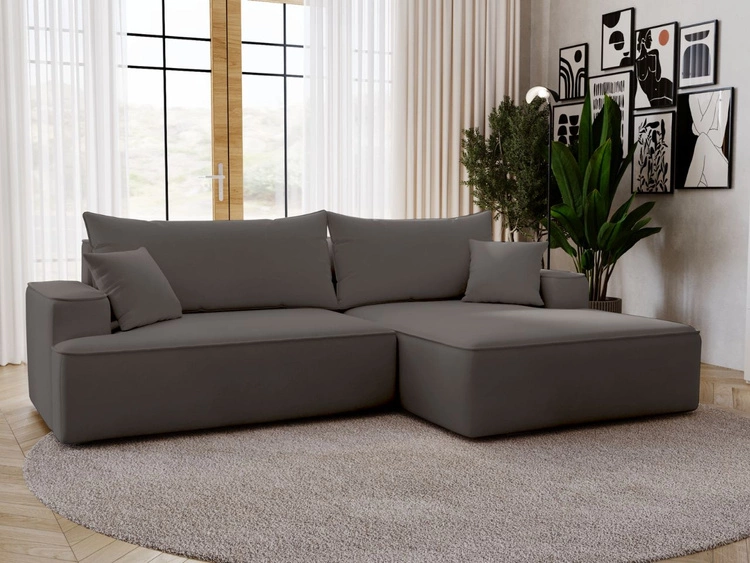 Narożnik L Prawy z funkcją spania i pojemnikiem California Ciemnoszary