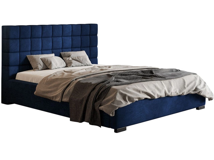 Łóżko tapicerowane z pojemnikiem i stelażem 160x200 Terra Ciemnoniebieskie