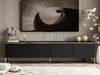 Szafka RTV w stylu glamour z oświetleniem LED Celle czarny mat