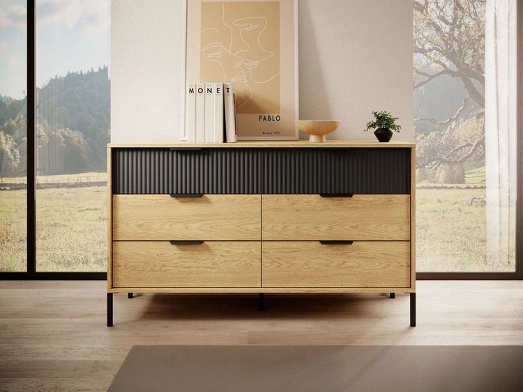 Komoda z 6 szufladami Bolzano Dąb Bałtycki, Czarna