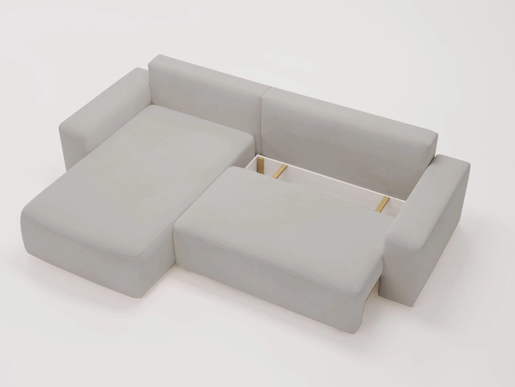 Narożnik L Lewy z funkcją spania i pojemnikiem Tazones Jasnoszary