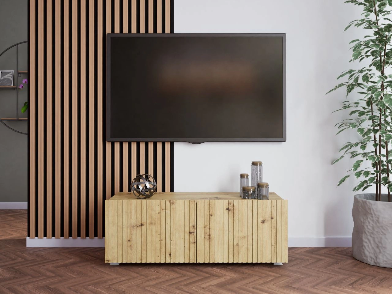 Szafka pod telewizor z drzwiczkami Kioto Dąb Artisan