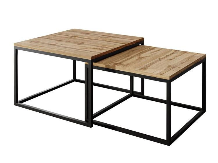 Stolik kawowy na czarnym stelażu Asumi Dąb Wotan 40x46