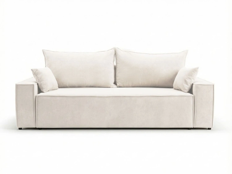 Kanapa z funkcją spania i pojemnikiem na pościel Sivra Kremowa