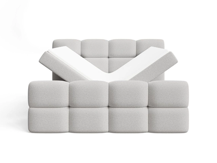 Łóżko kontynentalne z pojemnikiem na pościel 160x200 Rivon Jasnoszare