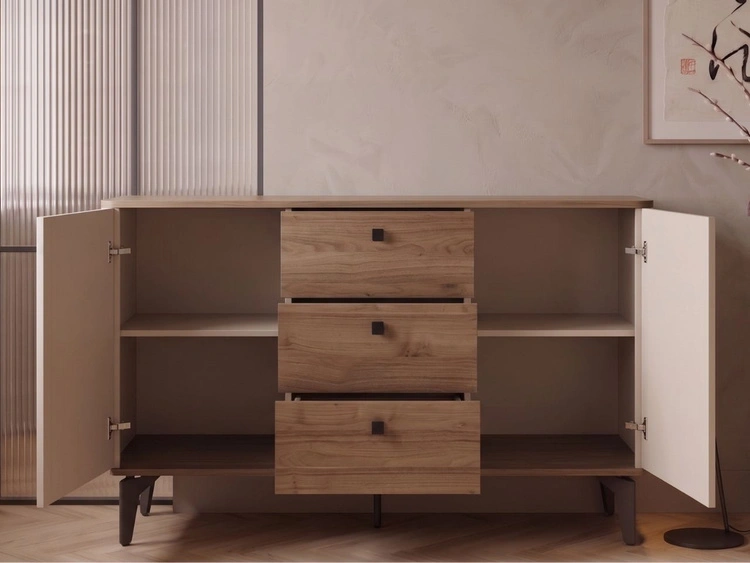 Komoda z drzwiami i szufladami 140 cm Arelis Kaszmir, Orzech Royal