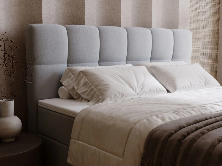 Łóżko kontynentalne z pojemnikiem na pościel 180x200 Maison Szare