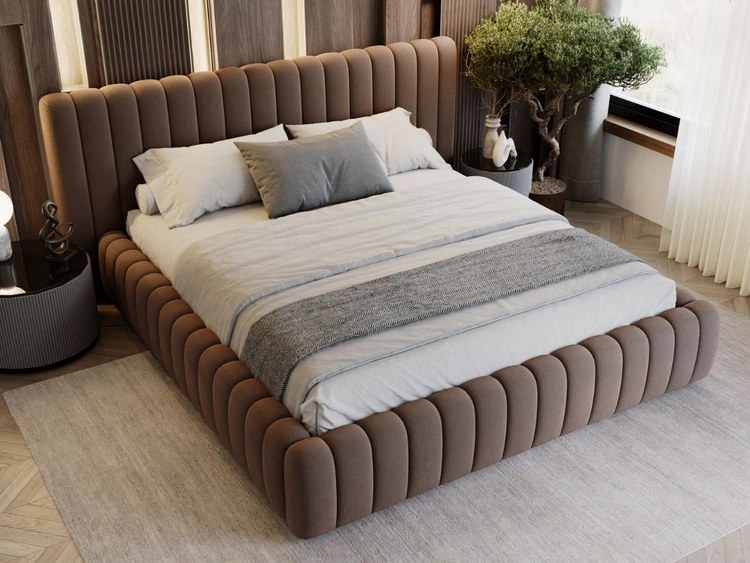 Łóżko tapicerowane z pojemnikiem i stelażem 160x200 Bliss Brązowe