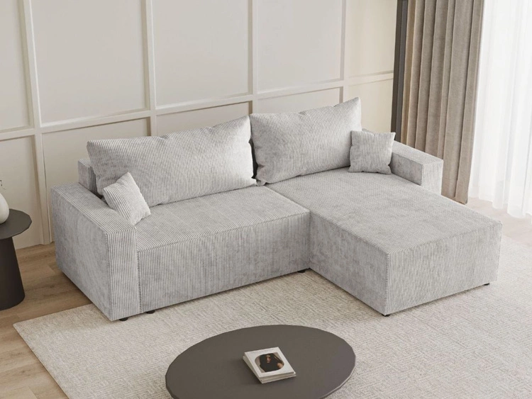 Narożnik L uniwersalny z funkcją spania i pojemnikiem Nivo Szary