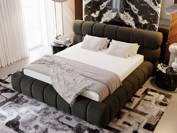 Łóżko tapicerowane z pojemnikiem i stelażem 140x200 Mellow Ciemny szary