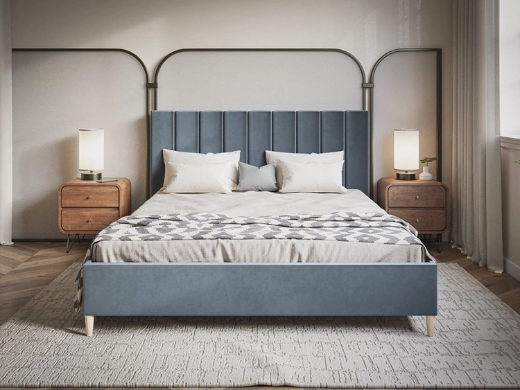 Łóżko tapicerowane ze stelażem 140x200 Snazi Ciemny szary