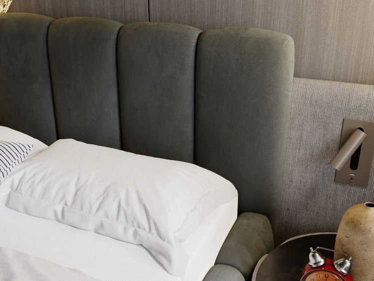 Łóżko tapicerowane z pojemnikiem i stelażem 140x200 Cloud Ciemny szary