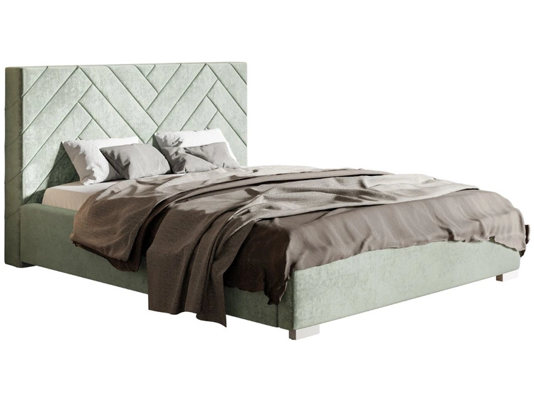 Łóżko tapicerowane z pojemnikiem i stelażem 160x200 Toreto Jasnozielone