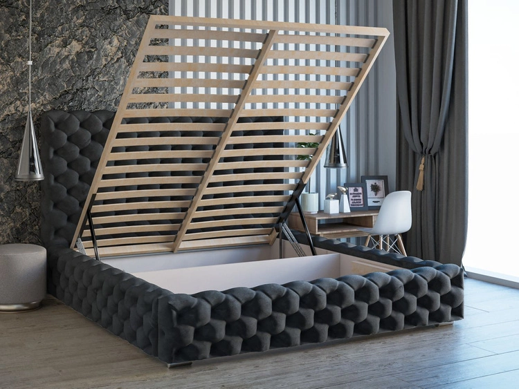 Łóżko tapicerowane z pojemnikiem i stelażem 180x200 Heaven Antracytowe