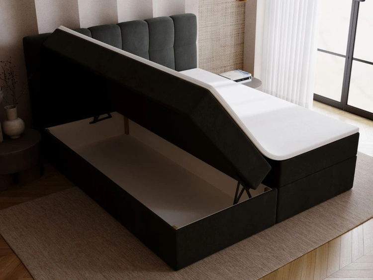 Łóżko kontynentalne z pojemnikiem na pościel 180x200 Maison Ciemnoszare