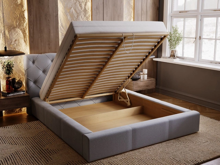 Łóżko tapicerowane z pojemnikiem i stelażem 120x200 Milano Szary