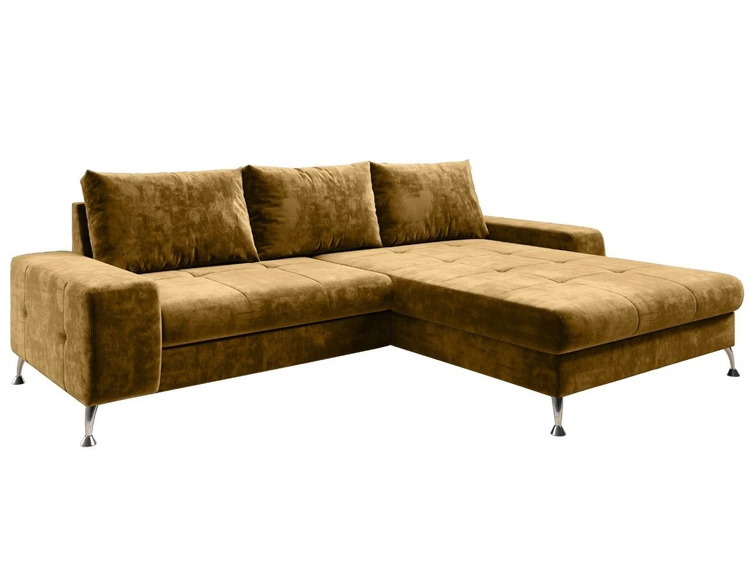 Narożnik L Prawy z funkcją spania i pojemnikiem Tonny Żółty