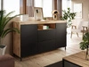 Zestaw mebli do salonu - szafka RTV i komoda na czarnych nóżkach Asumi Czarny i dąb wotan