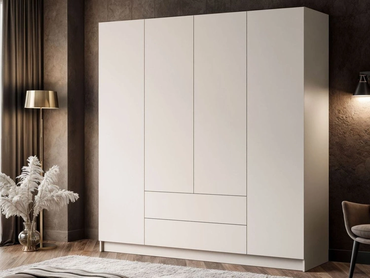 Szafa czterodrzwiowa z drzwiami uchylnymi i szufladami Ameli Kaszmir