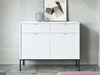 Komoda z drzwiami i szufladami Amber biała na czarnych nogach
