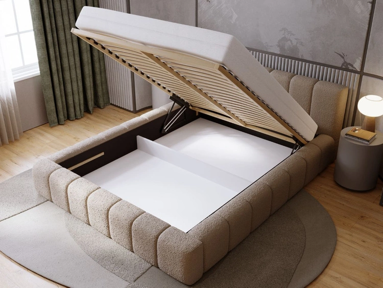 Łóżko tapicerowane z pojemnikiem i stelażem 120x200 Orio Brązowy