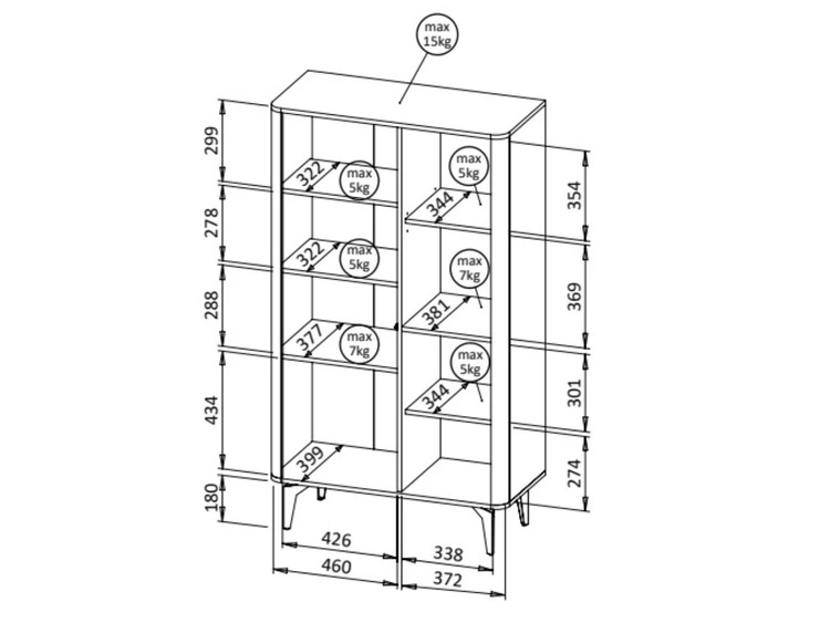 Witryna niska z oświetleniem LED Arelis Kaszmir, Orzech Royal