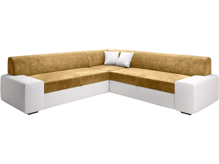 Narożnik L Lewy z funkcją spania i pojemnikiem Fresto Maxi Żółty, Biały