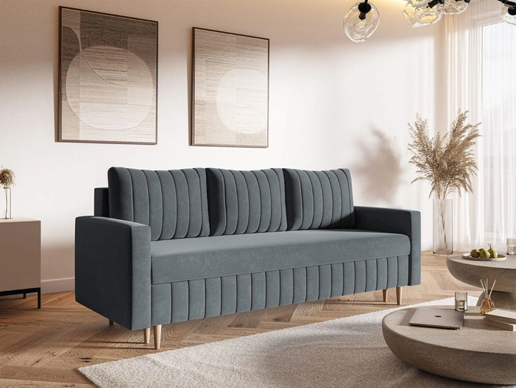 Kanapa z funkcją spania i pojemnikiem na pościel Castelo ciemnoszara