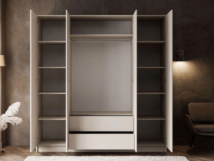 Szafa czterodrzwiowa z drzwiami uchylnymi i szufladami Ameli Kaszmir