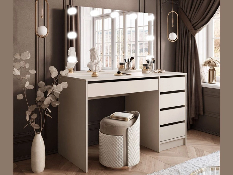 Toaletka z lustrem, szufladami i oświetleniem LED Melo Elite kaszmir mat