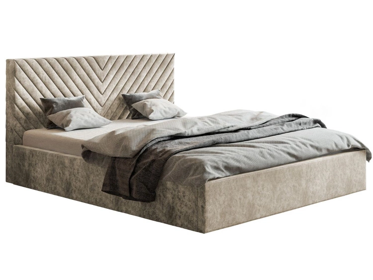 Łóżko tapicerowane z pojemnikiem i stelażem 140x200 Esma Beżowe