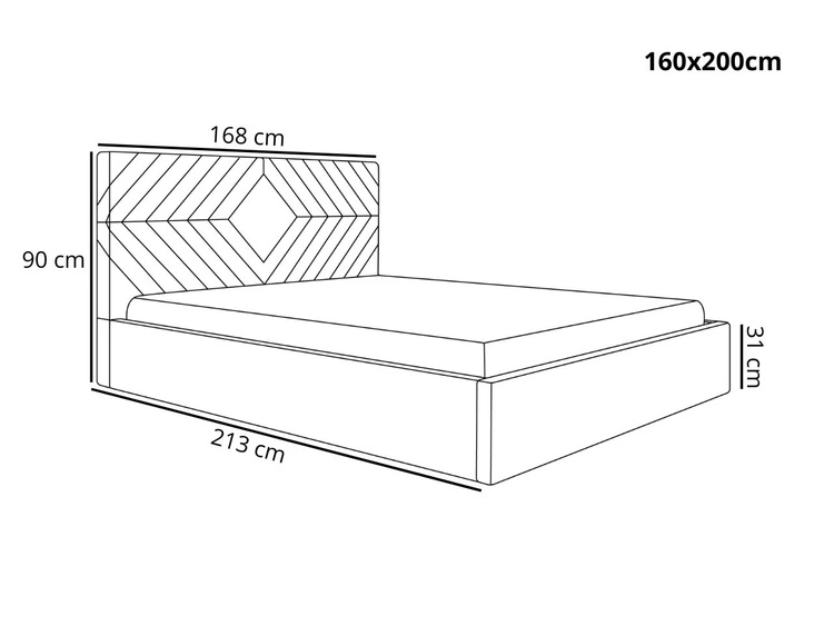 Łóżko tapicerowane z pojemnikiem i stelażem 160x200 Loris Szare