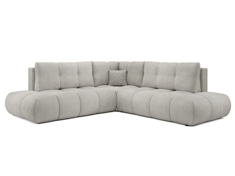 Narożnik z funkcją spania i pojemnikiem Prawy Kair Jasnoszary