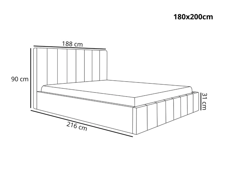Łóżko tapicerowane z pojemnikiem i stelażem Siena 180x200 zielony