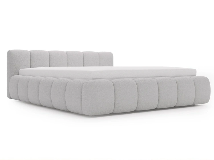 Łóżko tapicerowane z pojemnikiem i stelażem 140x200 Cloud Low szare