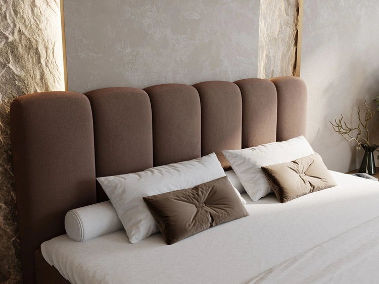 Łóżko kontynentalne z pojemnikiem na pościel 180x200 Cloud brązowy