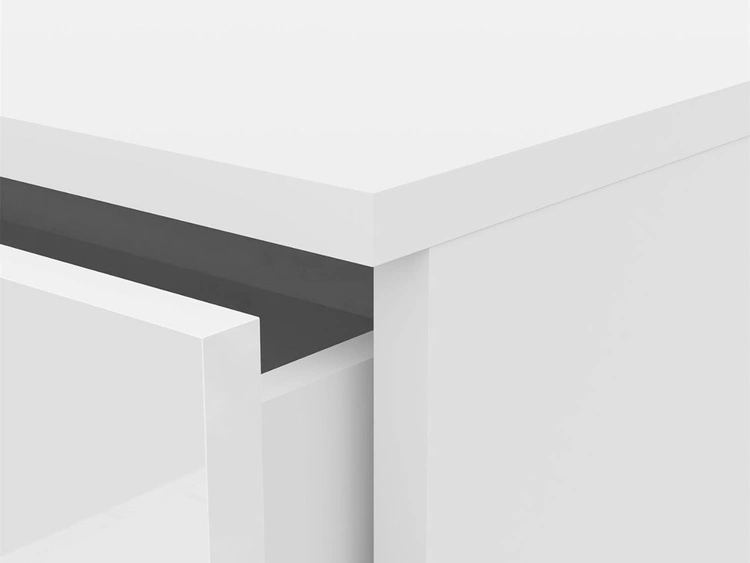 Komoda z czterema szufladami i oświetleniem LED na czarnych nóżkach Nuveo Biały połysk