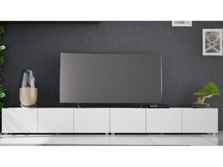Zestaw szafek pod telewizor z drzwiczkami 300 cm Biała