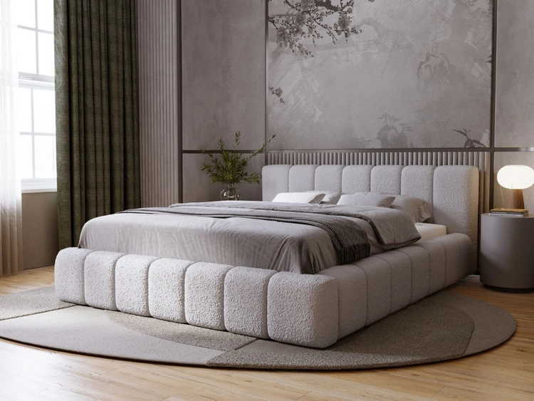 Łóżko tapicerowane z pojemnikiem i stelażem 180x200 Orio Szary