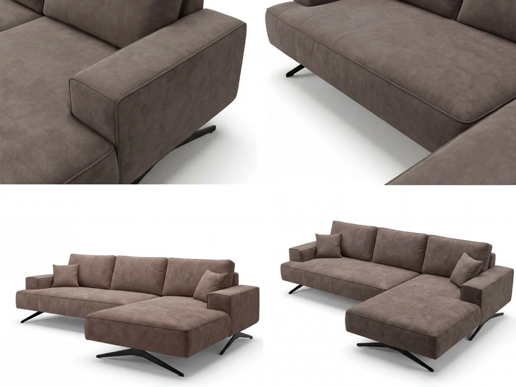 Narożnik L Prawy na metalowych nóżkach Leto brązowy