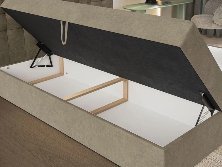 Łóżko kontynentalne z pojemnikiem na pościel 120x200 Denza Szare