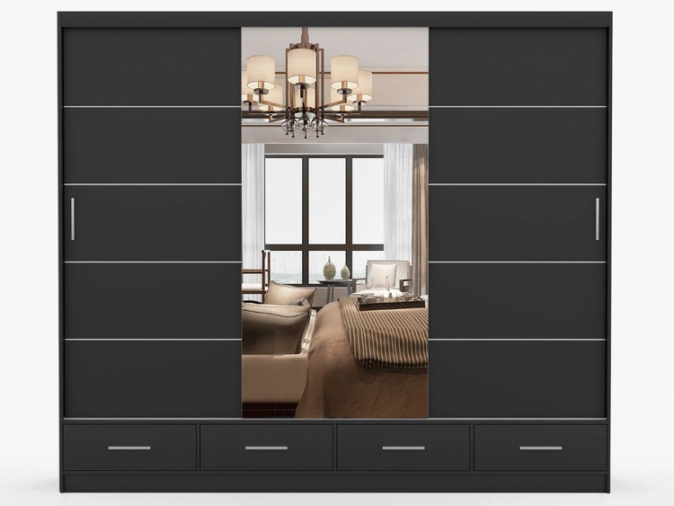 Szafa trzydrzwiowa z drzwiami przesuwnymi 250 cm Fiore Czarna