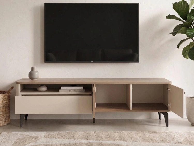 Szafka RTV pod telewizor z szafkami 180 cm Arelis Kaszmir, Orzech Royal