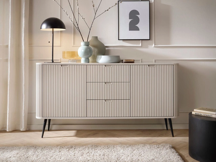 Komoda z drzwiami i szufladami na złotych nogach Viva Beżowa