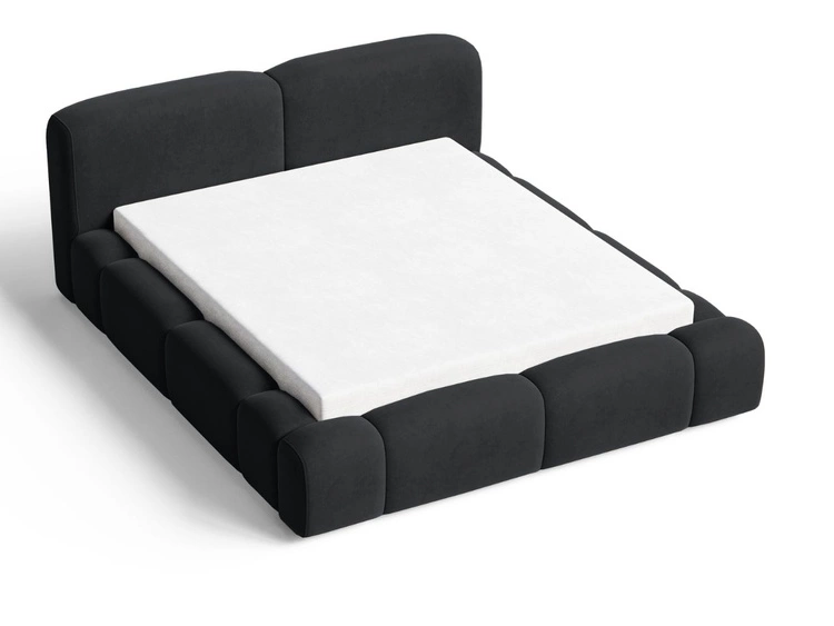 Łóżko tapicerowane z pojemnikiem i stelażem 160x200 Aubi Czarne