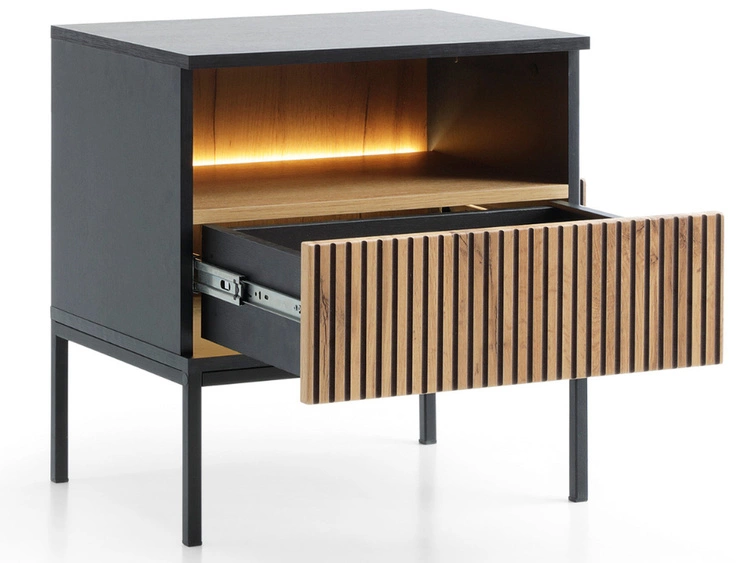 Stolik nocny z szufladą i oświetleniem LED Deo Dąb Wotan